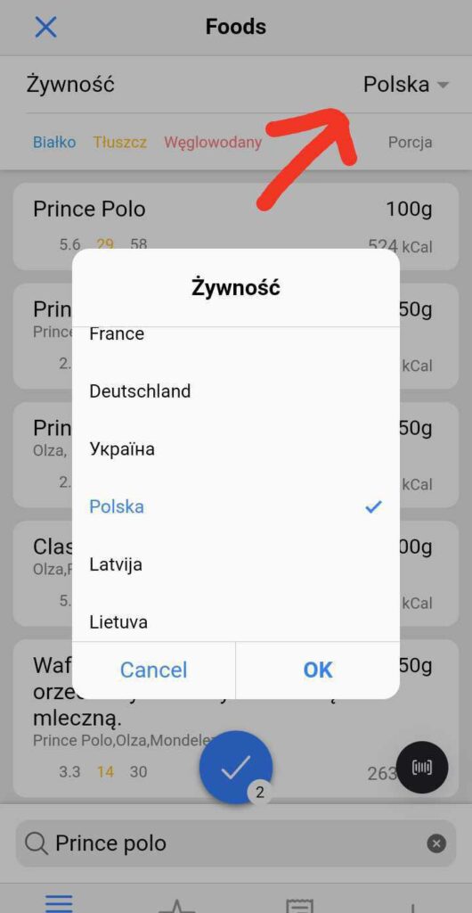 ustawianie bazy w aplikacji eatfit