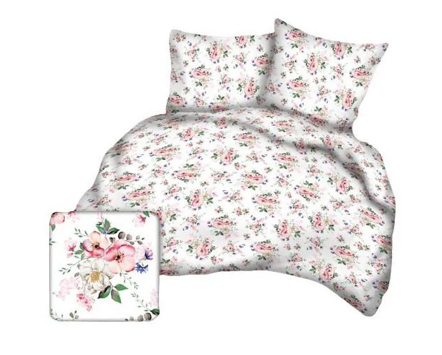 Przykładowa pościel odpowiednia na lato biała pościel w kwiatuszki