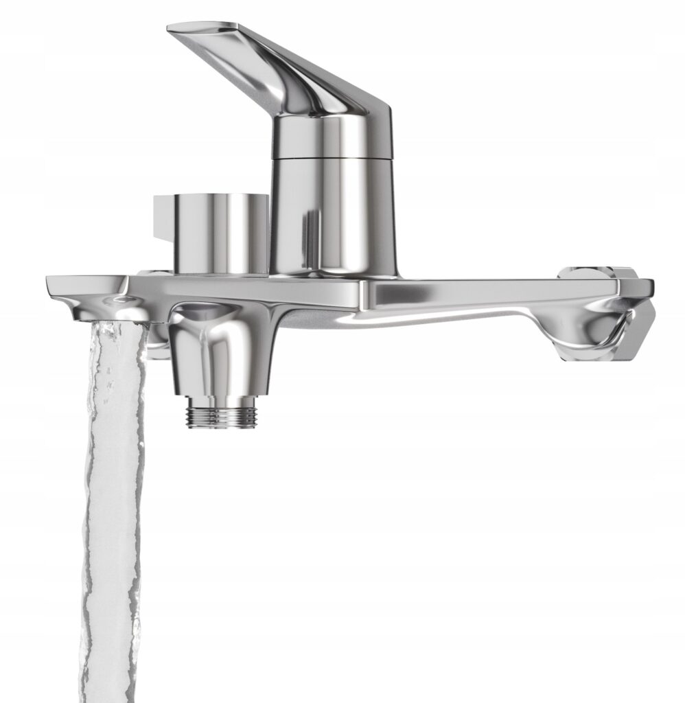 Chromowany kran do małej kuchni z kilkoma funkcjami Bateria wannowa natryskowa