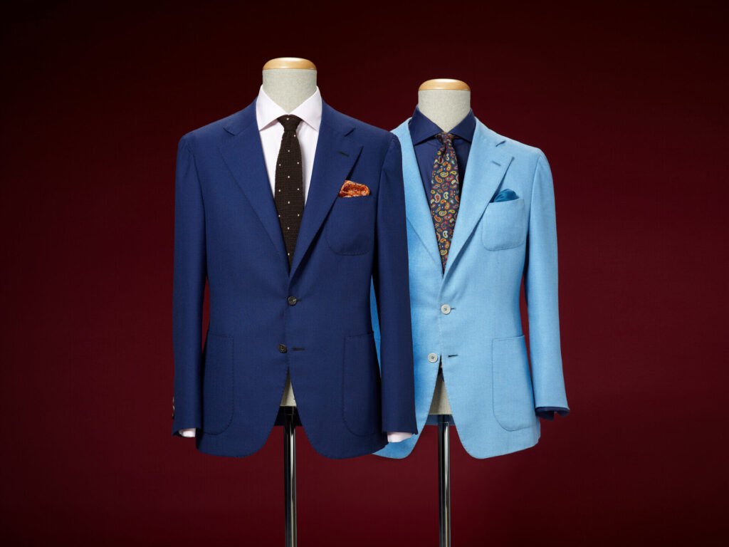 Garnitur ślubny w niebieskich odcieniach