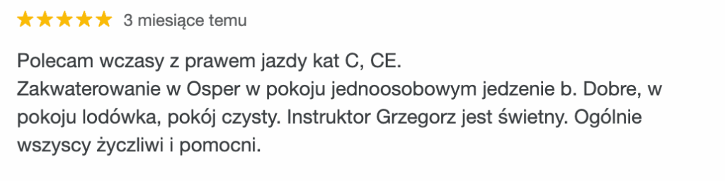 Opinia o zakwaterowaniu i wyżywieniu na wczasach z prawem jazdy Wczasy z prawem jazdy – opinie dotyczące zakwaterowania i wyżywienia