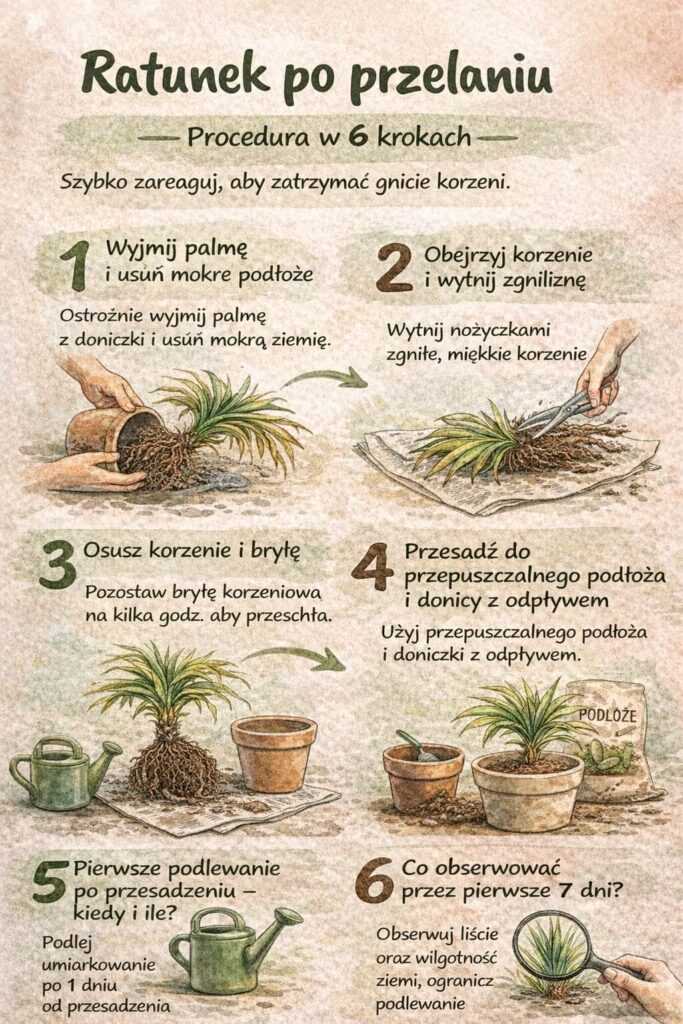 Uschnięta palma – jak uratować po gniciu korzeni Uschnięta palma – jak uratować po nadmiarze wody