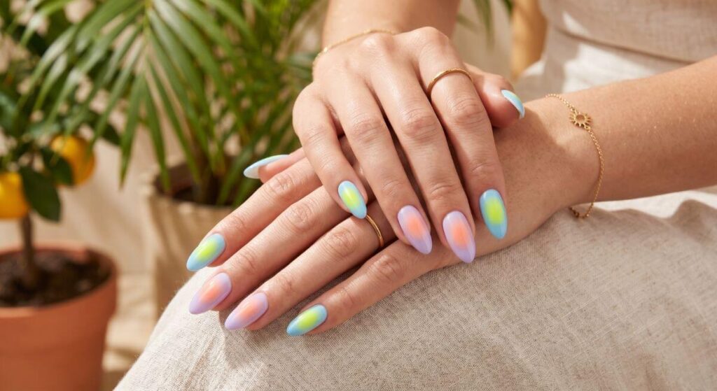 Miękkie przejścia pastelowych barw w centralnej części płytki