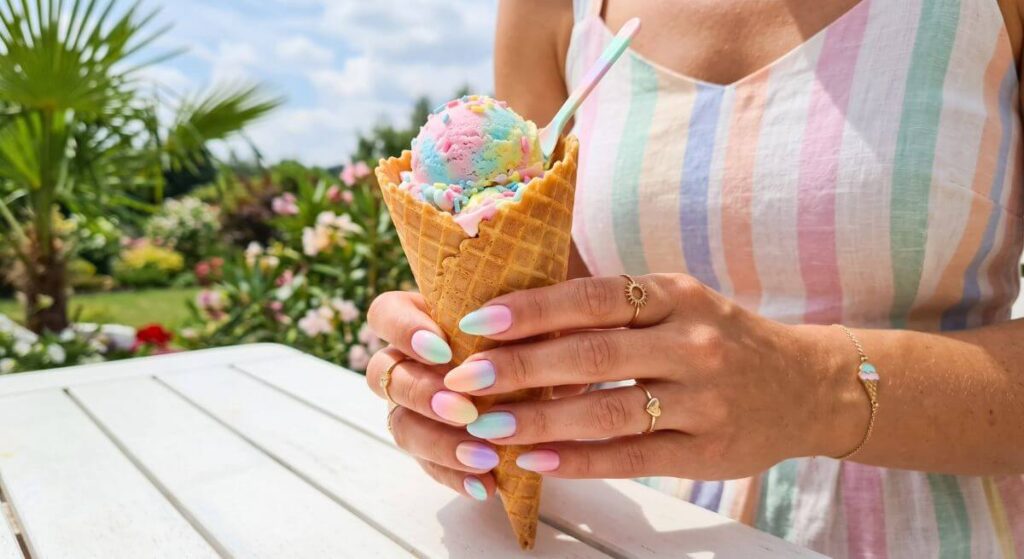 Radosna kompozycja kolorów inspirowana letnimi deserami