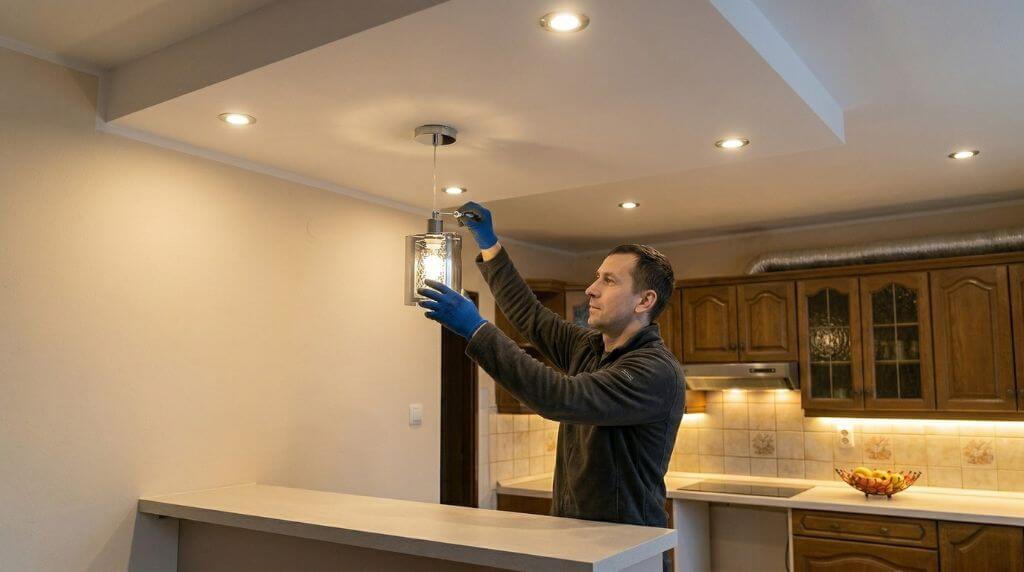 Sufit podwieszany w kuchni - montaż oświetlenia 