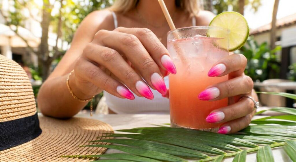 Jaskraworóżowe paznokcie na lato ombre