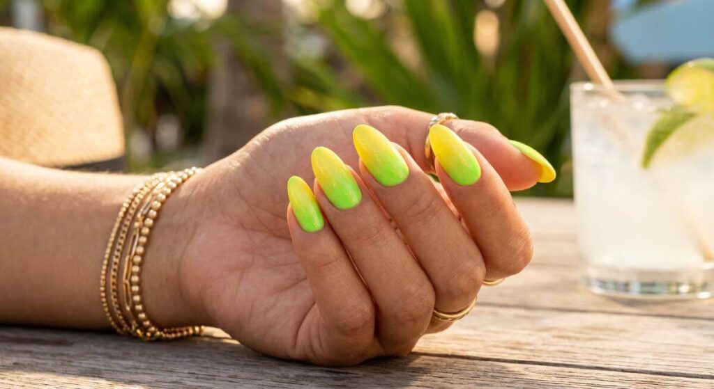 Cytrusowy manicure z płynnym przejściem kolorów
