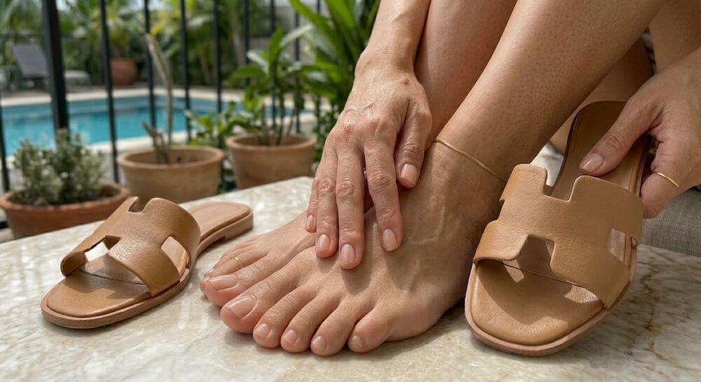 Spójne kolorystycznie paznokcie u stóp na lato idealnie dopasowane do stylizacji dłoni