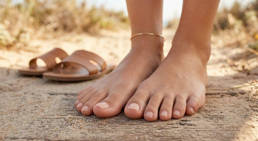 Jasne, satynowe paznokcie u stóp na lato z miękkim, jedwabistym wykończeniem