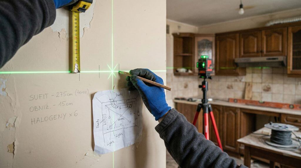 Planowanie sufitu podwieszanego w kuchni