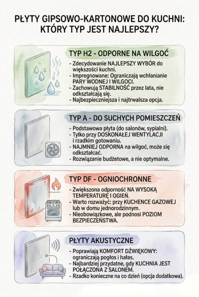 Sufit podwieszany w kuchni - rodzaje płyt