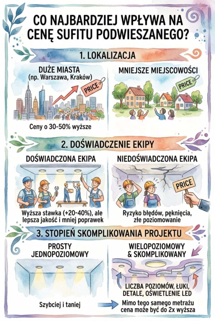 Sufit podwieszany - cena. Do czego zależy?