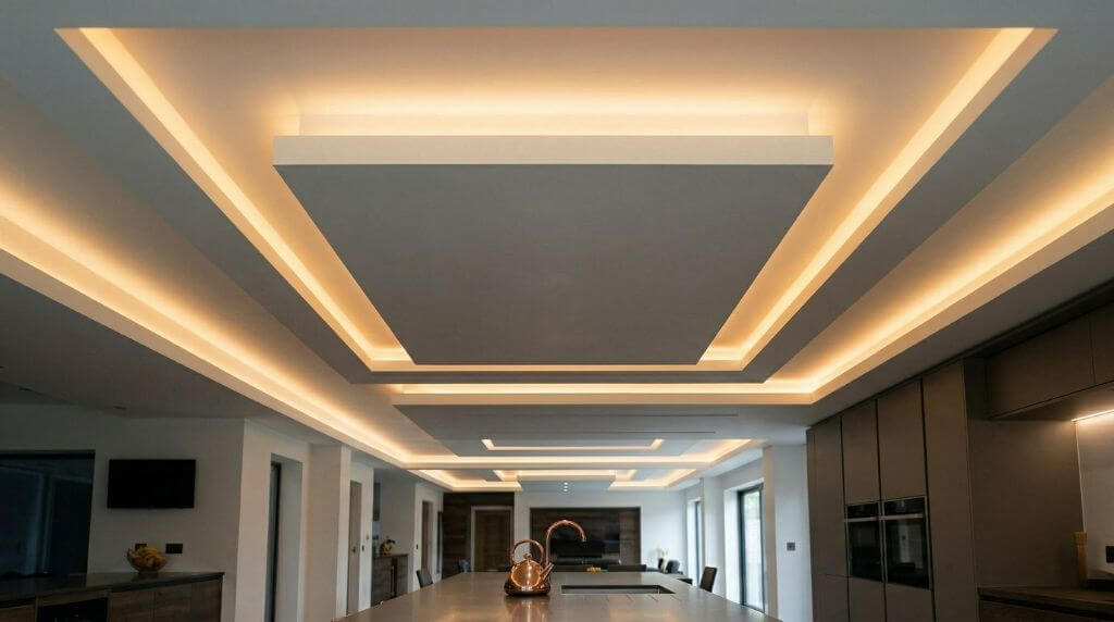 Sufit podwieszany w kuchni wielopoziomowy