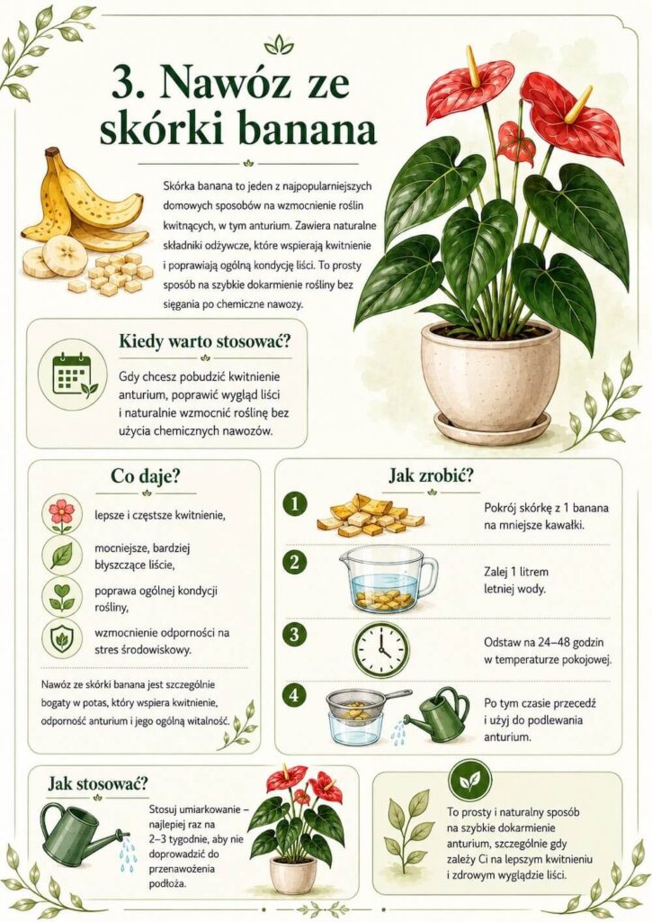 Nawóz ze skórki banana wspierający kwitnienie anturium Domowy nawóz do anturium - skórka banana