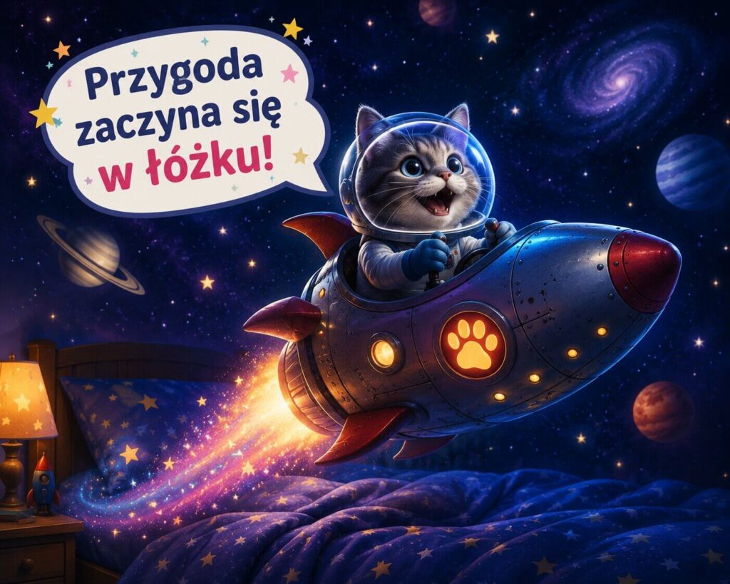 Bardzo śmieszne obrazki na dobranoc - kot kosmonauta