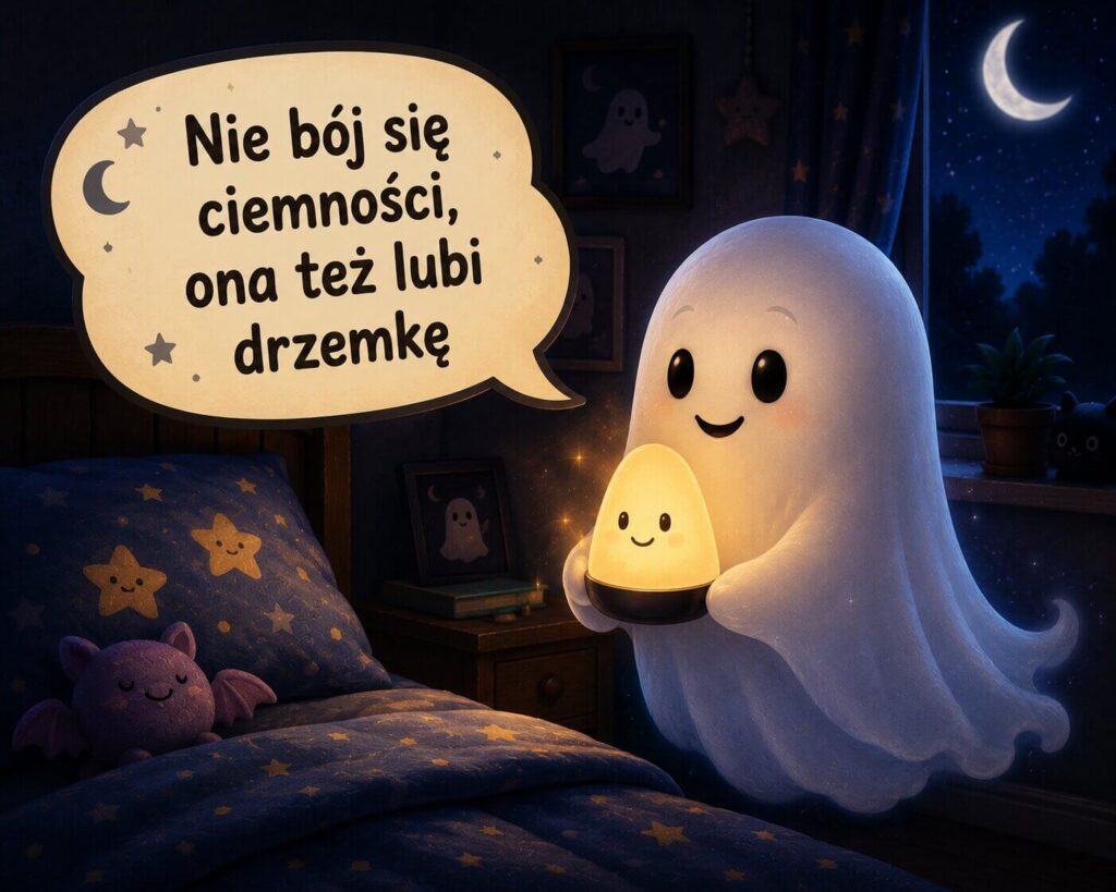 Uroczy duszek mówiący o ciemności
