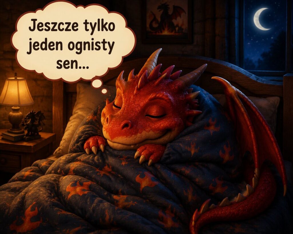 Smok śniący o ognistych snach