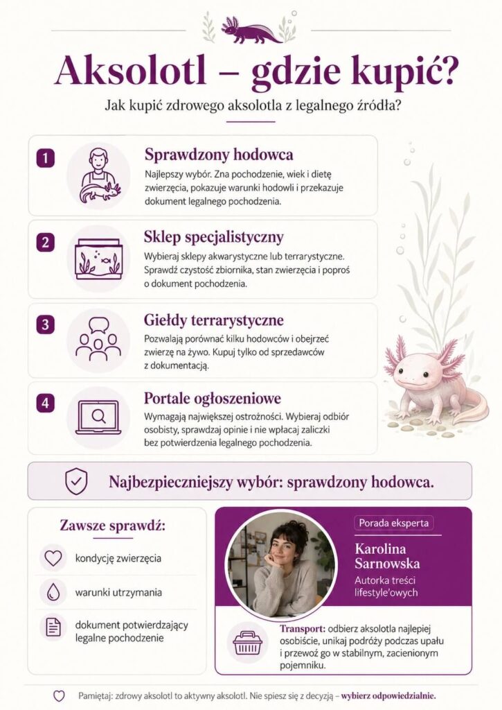 Lista miejsc, w których możesz kupić aksolotla Aksolotl - gdzie kupić? Lista