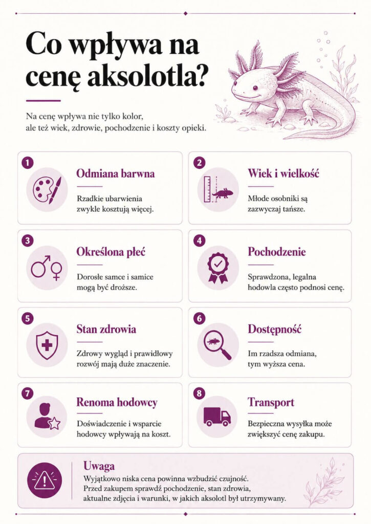 Ile kosztuje aksolotl i co wpływa na jego cenę?