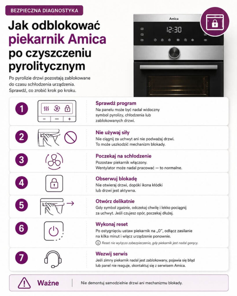 Czyszczenie pyrolityczne a blokada piekarnika Amica