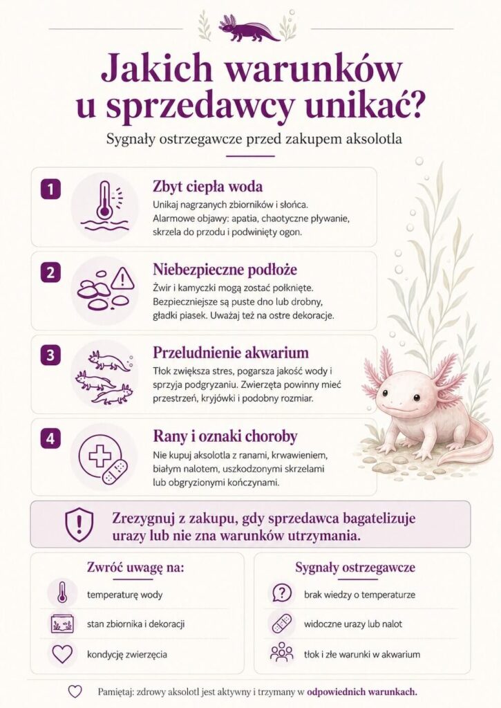 Aksolotl - gdzie kupić i jakich warunków unikać? Jakich warunków u sprzedawcy aksolotla unikać?