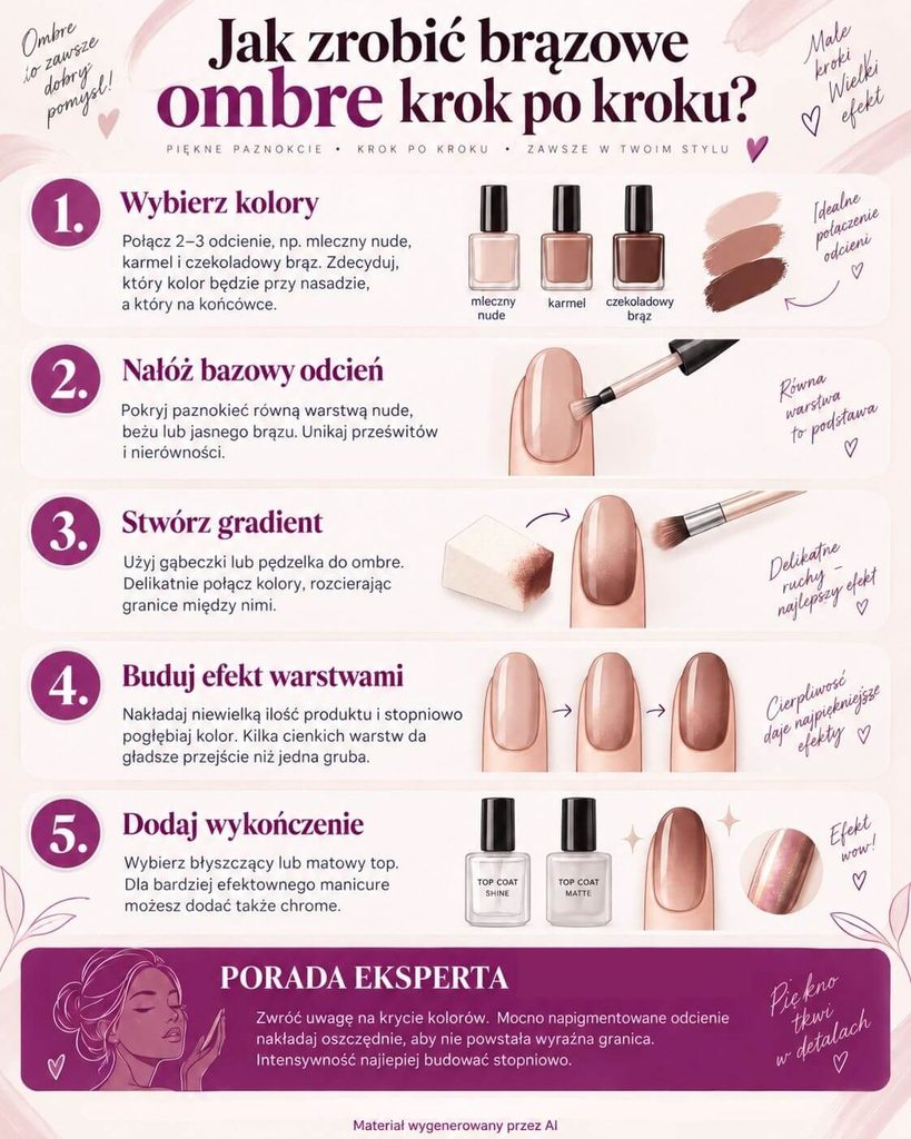 Paznokcie brązowe - ombre. Jak je zrobić?