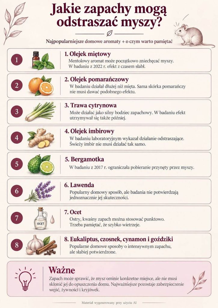 Lista zapachów, których myszy nie lubią Jaki zapach odstrasza myszy? Lista