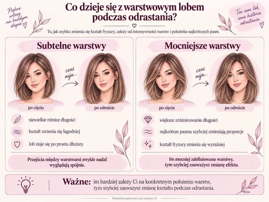 Long bob warstwowy cieniowany - wygląd podczas odrastania włosów Jak odrasta cieniowany long bob?