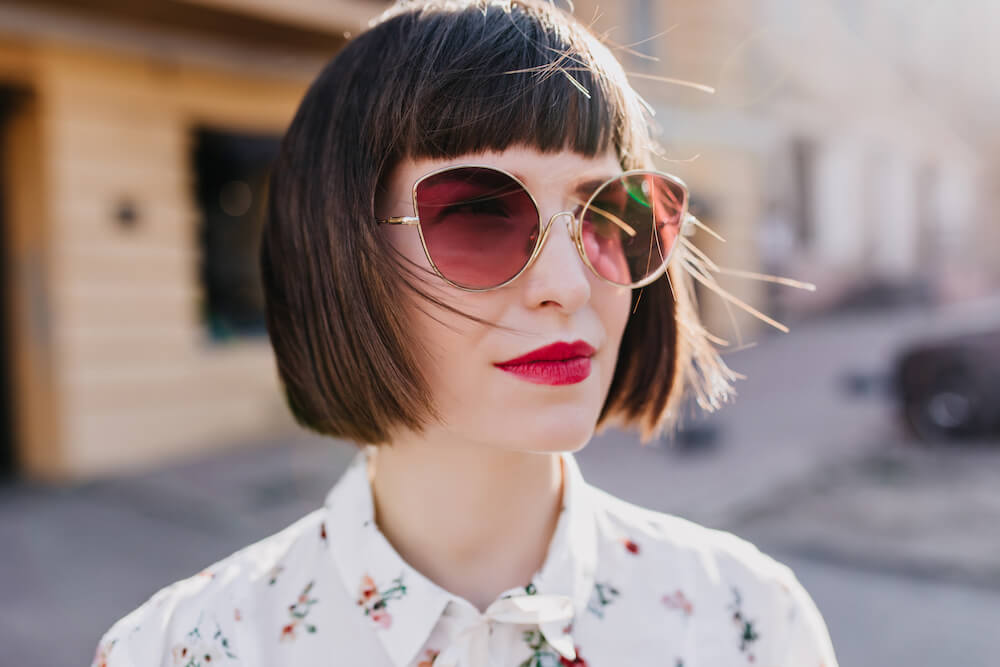 French bob połączony z micro fringe French bob z grzywką typu micro fringe